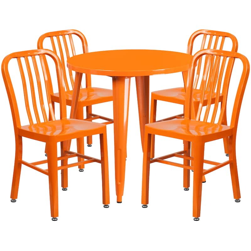 30-inch Round Metal Table and Chairs 5-piece Set