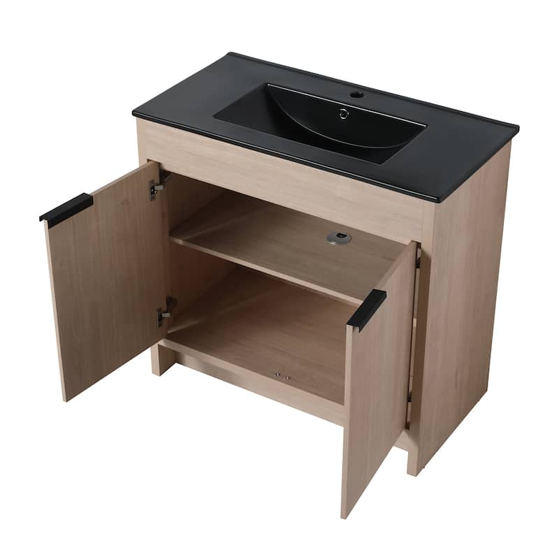 BNK 24/30/36 inch Freestanding Single Sink Bathroom Vanity with Soft Close Door and 1 adjustable shelf