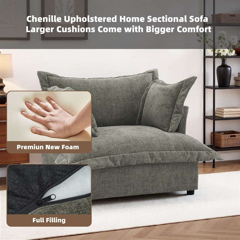 Double Layer Cushion Comfy Cloud Modular Sectional Sofa Couch Ottoman