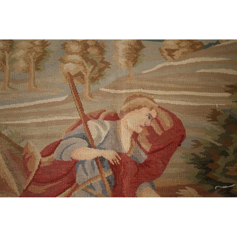 Hand Woven Oriental 100% Wool Carpet Traditional Pictorial Beige & Ivories Tapestries Area Rug - 5' 11'' X 4' 9''