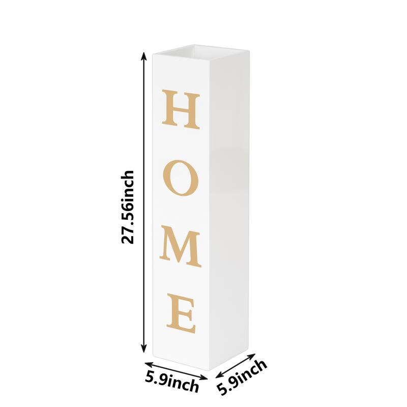 White Wood Vase HOME Letter Floor Vase