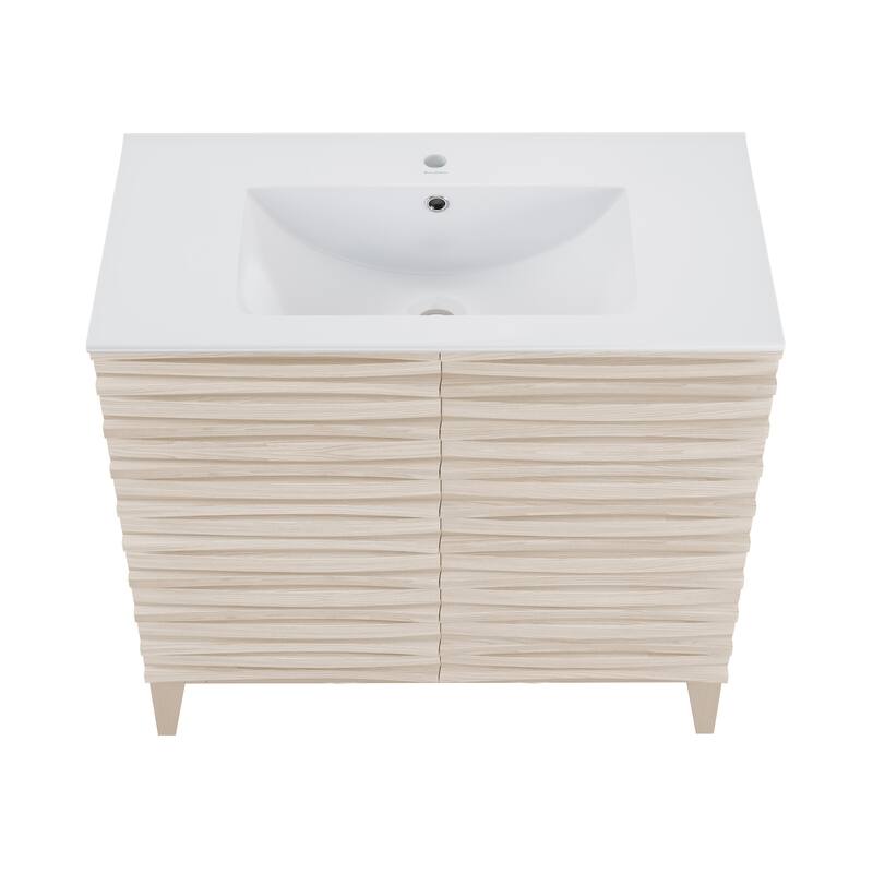 Cascade 30" Freestanding Bathroom Vanity In White Oak With Sink Top - 30