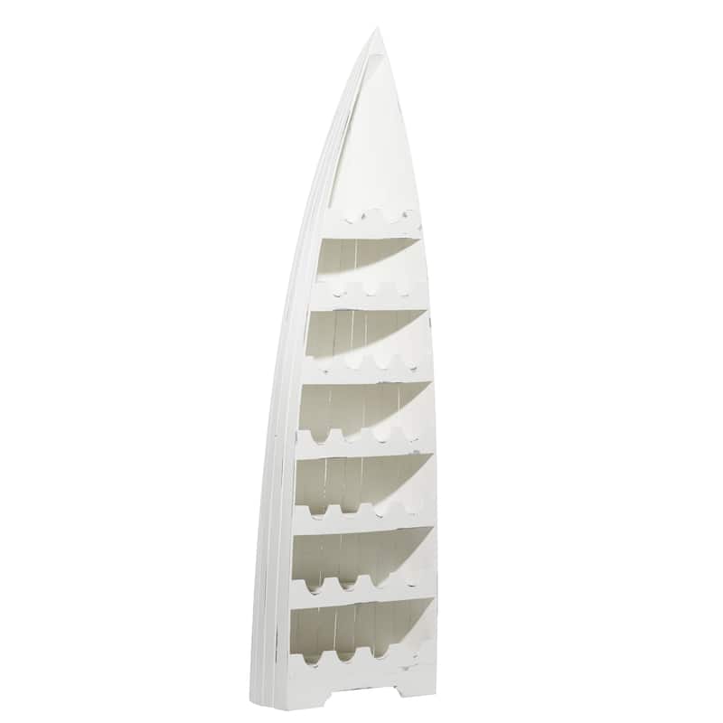 Wood Boat 25 Bottle Standing Wine Rack - White - Roche River Decor - White