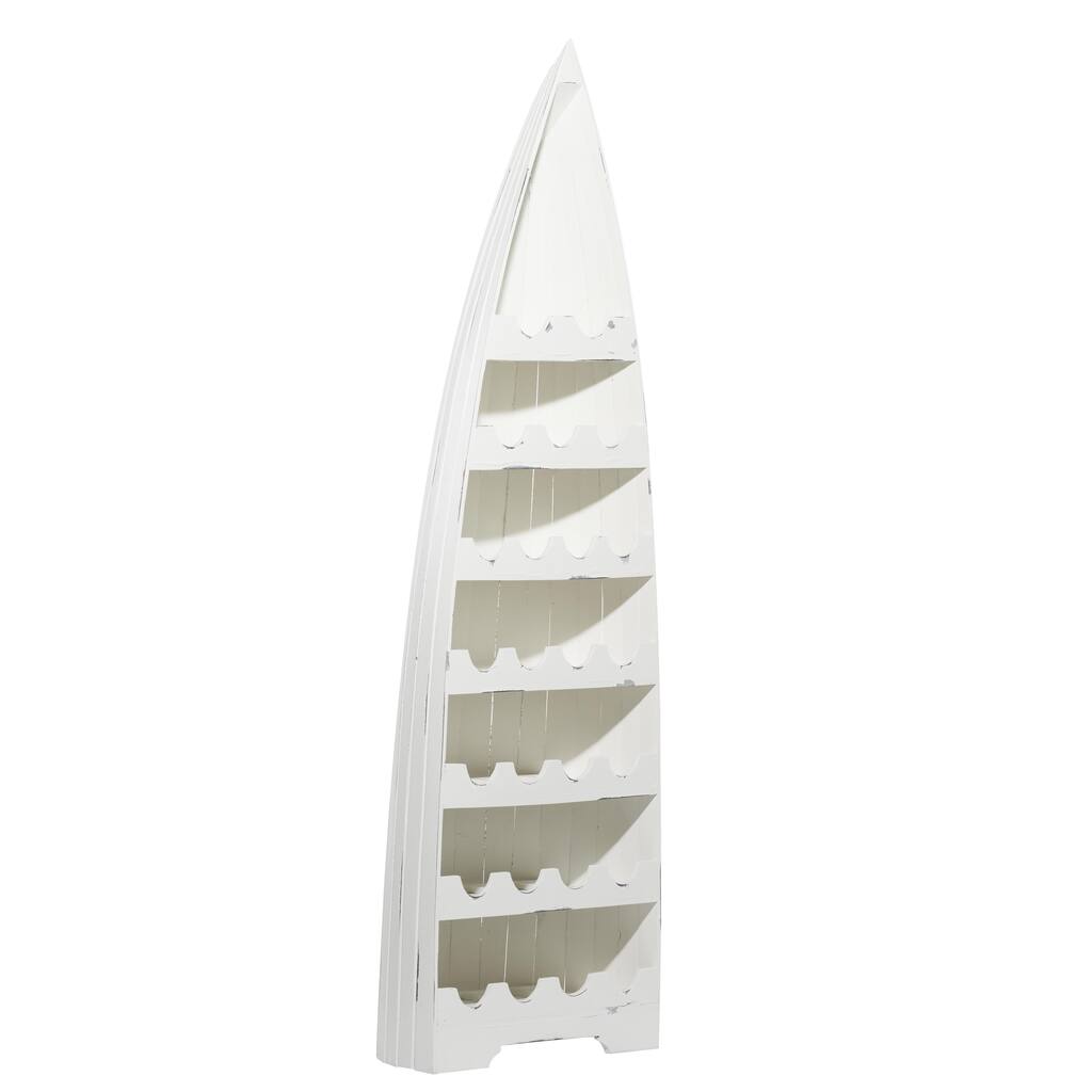 Wood Boat 25 Bottle Standing Wine Rack - White - Roche River Decor