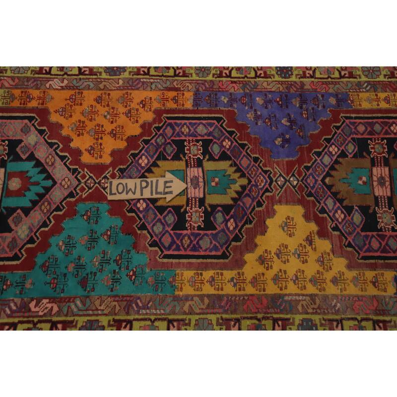 Hand Knotted Oriental 100% Wool Carpet Traditional Tribal Multi-Colored Ardebil Runner Rug - 10' 5'' X 3' 4''