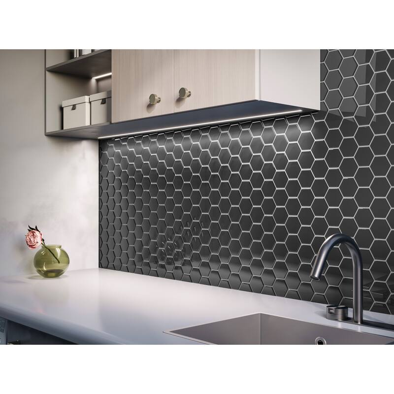 3" Beehive 10.25 in. x 11.75 in. Hexagon Glass Mesh-Mounted Mosaic Tile
