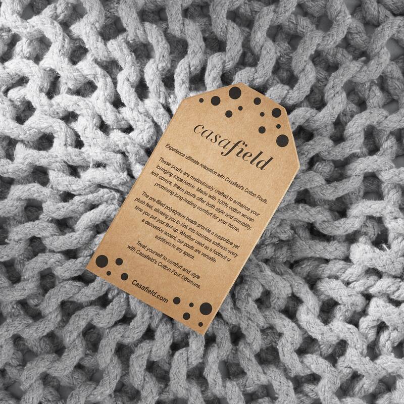 Cotton Pouf Ottomans Knit Foot Stool Pouffes for Living Room