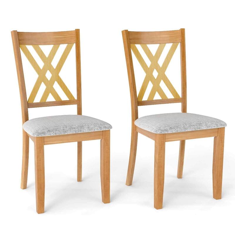 Costway 2 PCS Linen Fabric Upholstered Kitchen Armless Chairs with - See Details - Natural