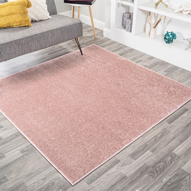 JONATHAN Y Tumbling Solid Low-Pile Area Rug - 9' Square - Pink