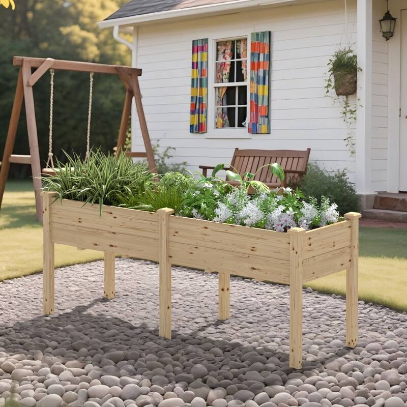 VEIKOUS Raised Garden Bed Outdoor, 6.8 Cu.Ft Large Planting Space, Solid Cedar Wood Planter Box
