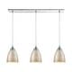 preview thumbnail 1 of 0, Merida 3-Light Linear Mini Pendant Fixture in Polished Chrome with Silver Linen Glass