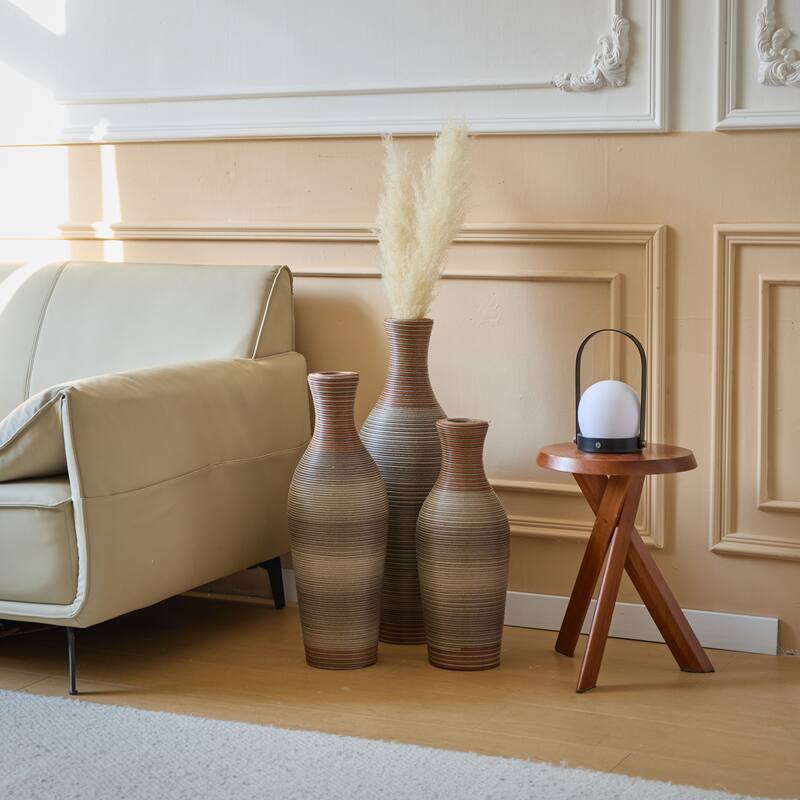 Desktop Vase, Brown Decorative Floor Vase, Classic and Neat Floor Vase, Home Decoration Flower Stand Set of 3 pieces