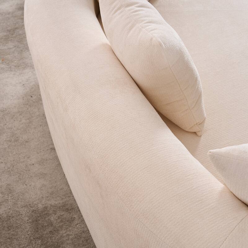 GDFStudio - Crescent-Shaped 67" Chenille Sofa with Self-Inflating Foam and Modular Design