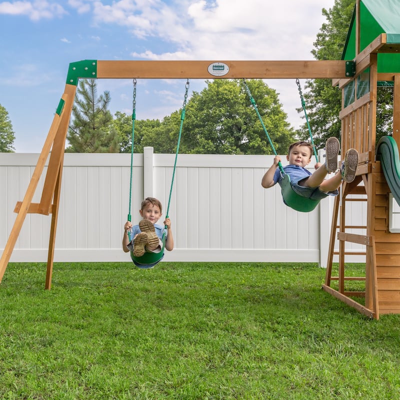 Backyard Discovery Fall River Nordic Spruce Swing Set, Clubhouse