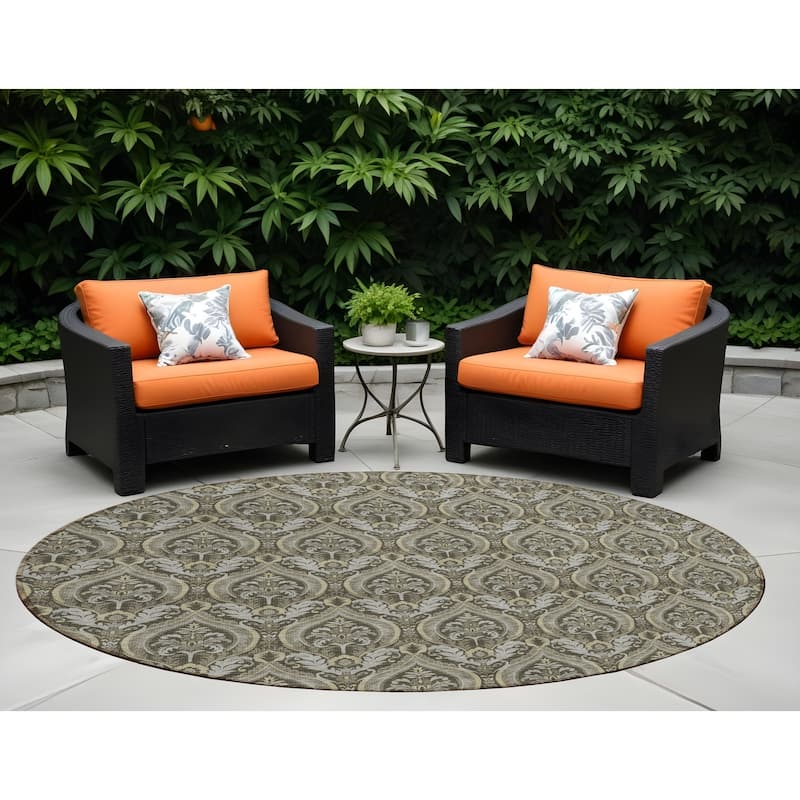 Haso Lush Floral Weather Resistant Classic Meets Modern Outdoor Rug - 8' Round - Multi