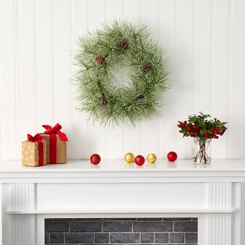 Frosted Pine Cone Artificial Christmas Wreath, 24-Inch, Unlit