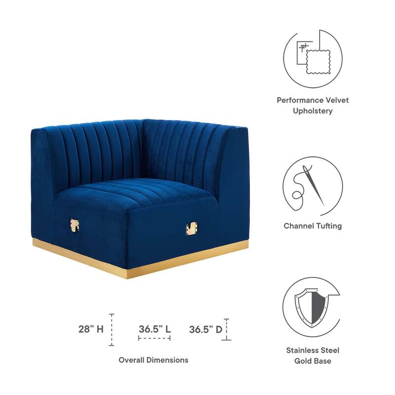 Conjure Channel Tufted Performance Velvet Right Corner Chair