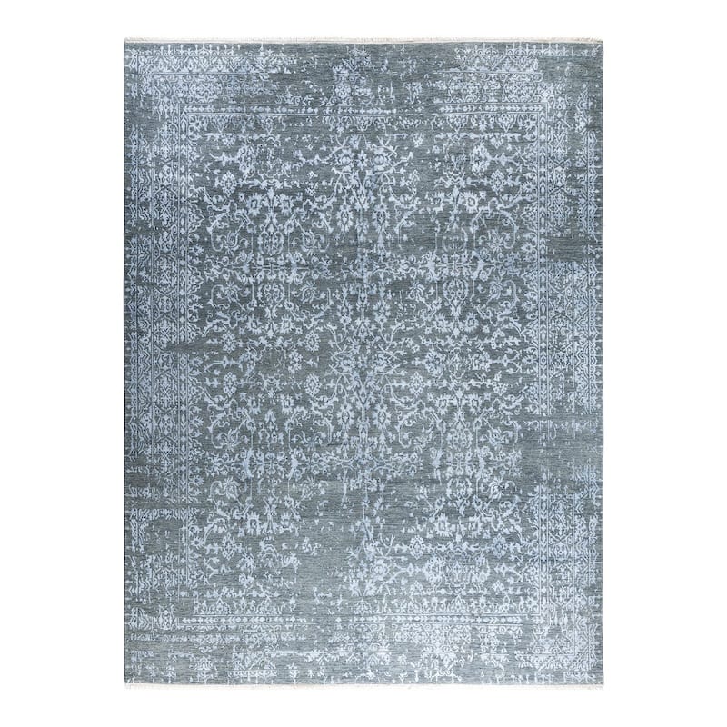 Ikat One-of-a-Kind Hand-Knotted Area Rug, Blue - 9' 2" x 12' 3"