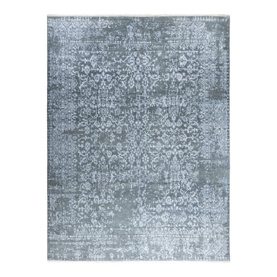 Ikat One-of-a-Kind Hand-Knotted Area Rug, Blue - 9' 2" x 12' 3"