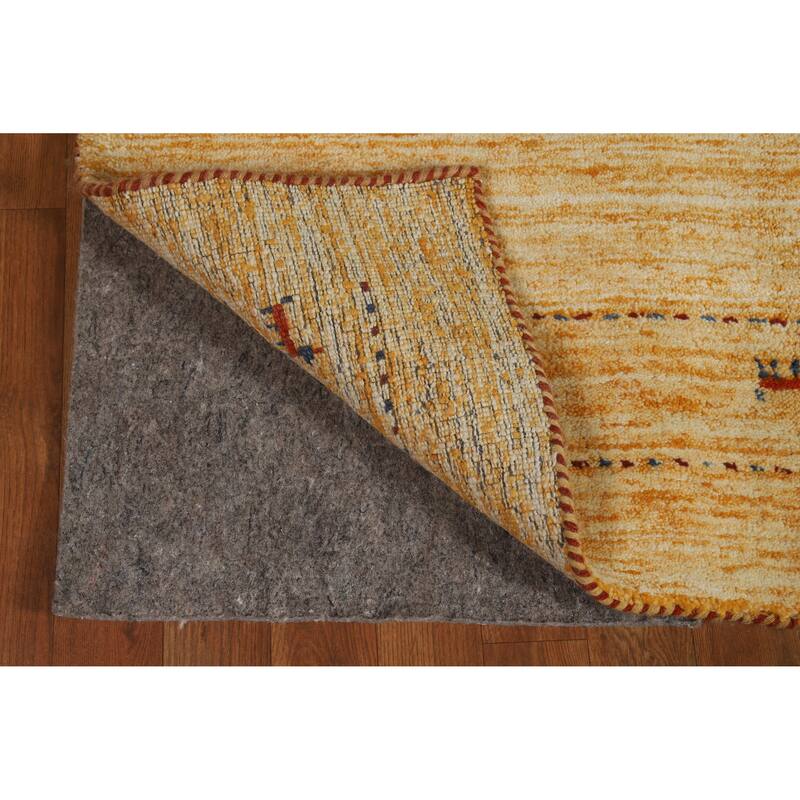 Hand Knotted Oriental 100% Wool Carpet Tribal Animal Pictorial Yellow & Gold Gabbeh Area Rug - 5' 8'' X 3' 11''