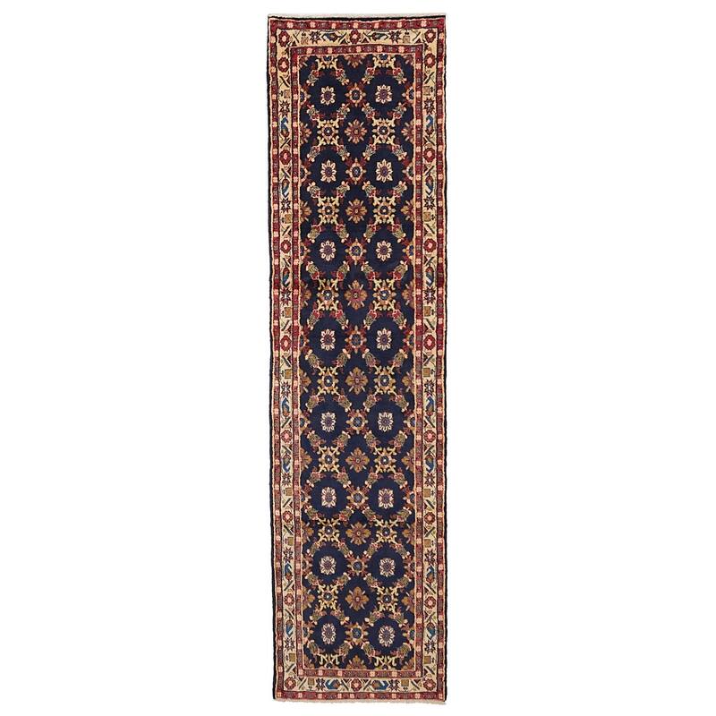 ECARPETGALLERY Hand-knotted Anadol Dark Navy Wool Rug - 2'7 x 11'0