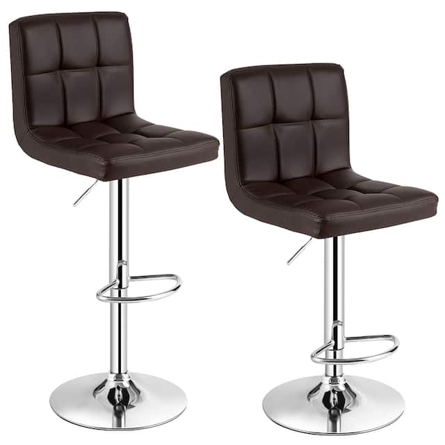 Set of 2 Modern Swivel Adjustable Armless Barstools