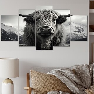 Designart quot Black and White Yaks Portrait IV quot Animals Multipanel Wall
