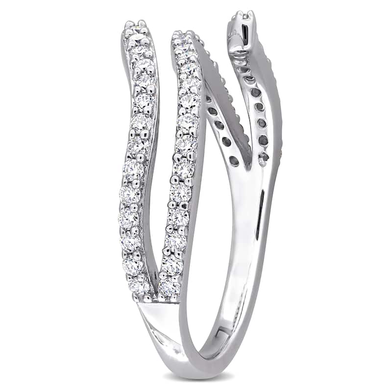 Miadora 1/2ct DEW Created Moissanite Double Curved Ring in Sterling Silver