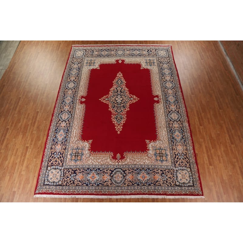 Hand Knotted Oriental 100% Wool Carpet Traditional Floral Red Kerman Area Rug - 15' 8'' X 11' 7''