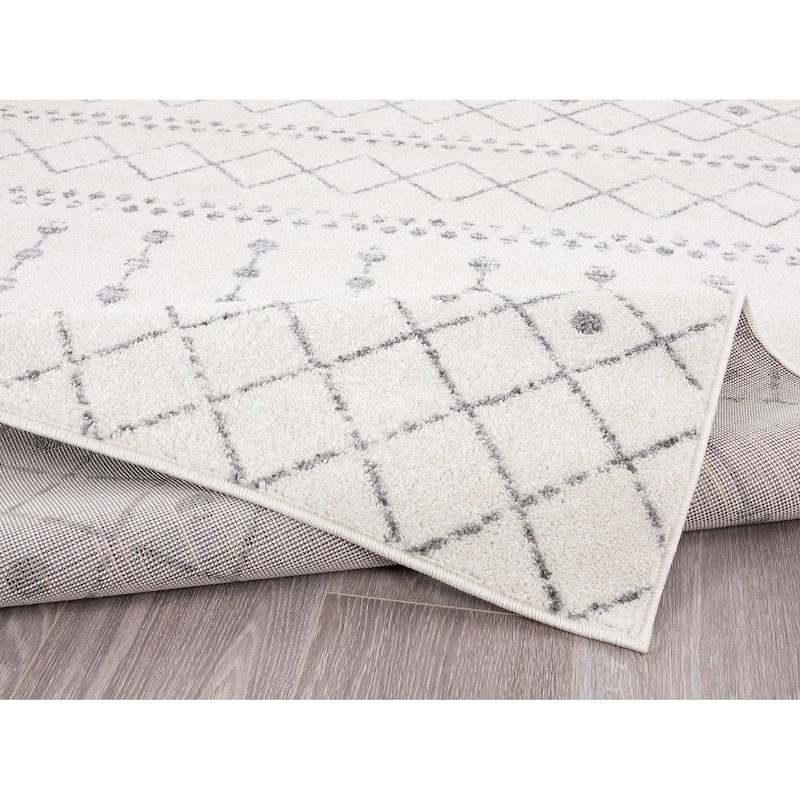 Abani Casa Moroccan Trellis Ivory Grey Soft Area Rug