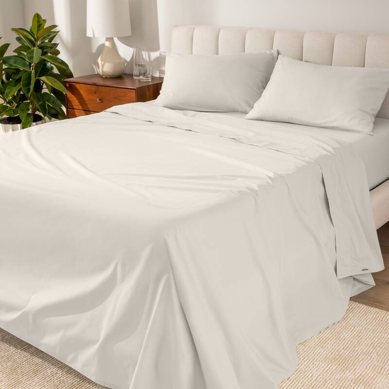 Bare Home Organic Cotton Sheet Set - Crisp Percale Weave - Twin - French Beige
