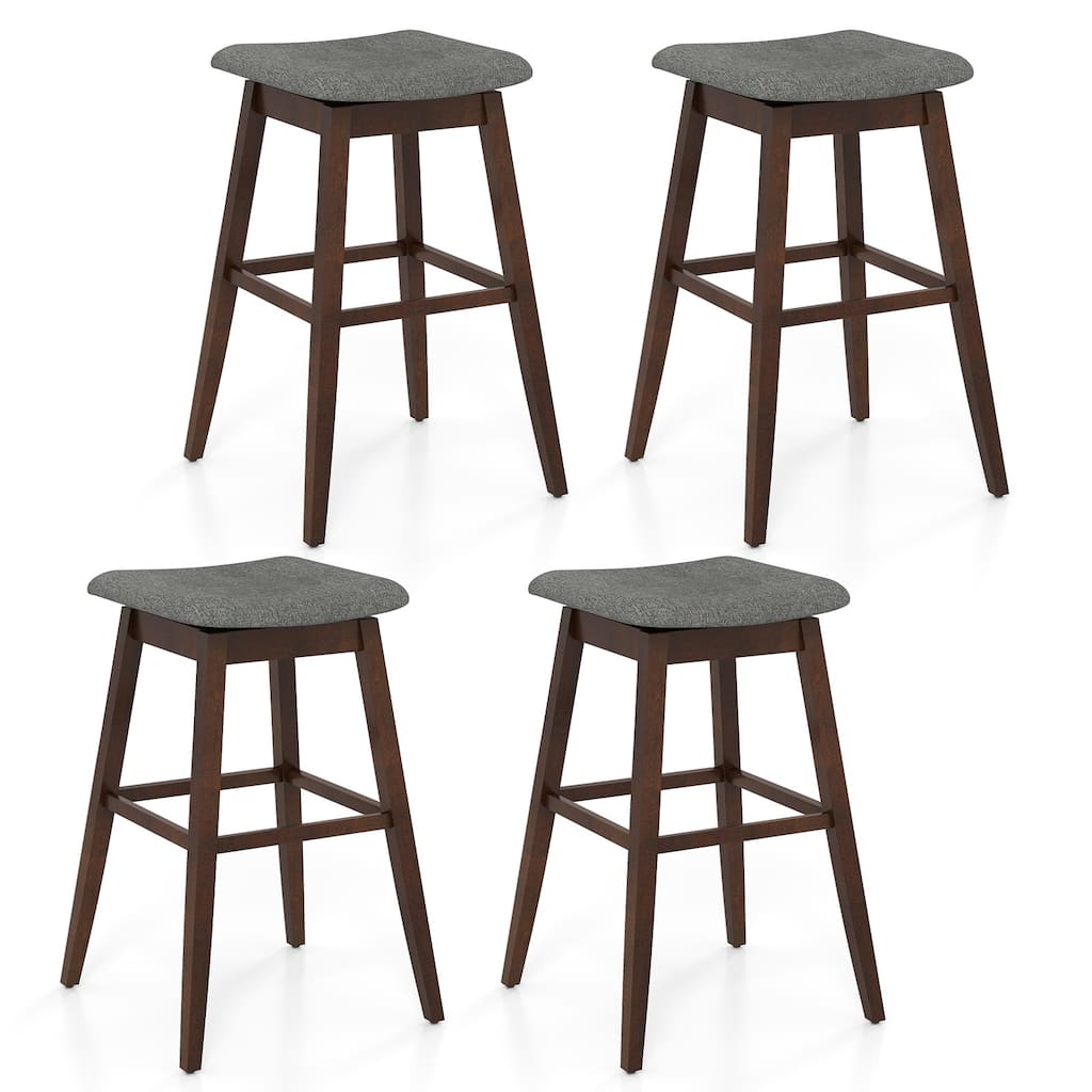 Gymax Set of 4 Swivel Bar Stools 30'' Bar Chairs w/ Padded Contoured