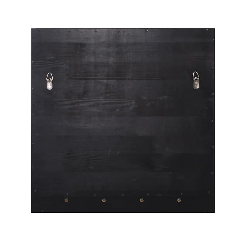 Allan Andrews Matte Black Wall Mirror with Storage Shelf & Garment Hooks - 24"H x 24"W