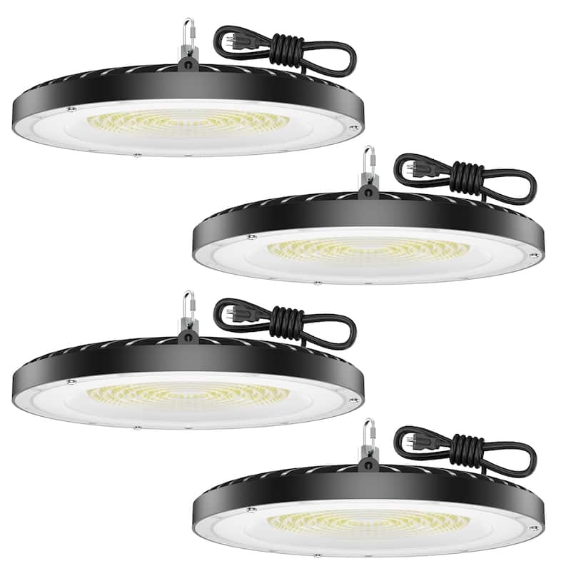 UFO LED High Bay Light 4 Pack for Warehouse and Garage - Black