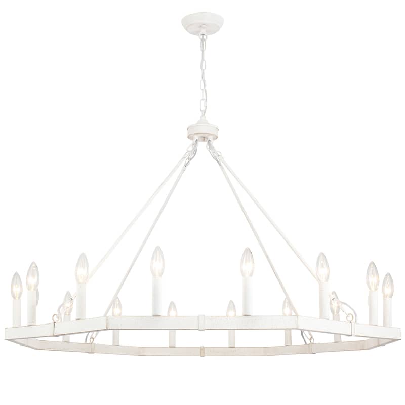 16-Light 43 in. Large Modern Farmhouse Candle Wagon Wheel Chandelier for Living Room