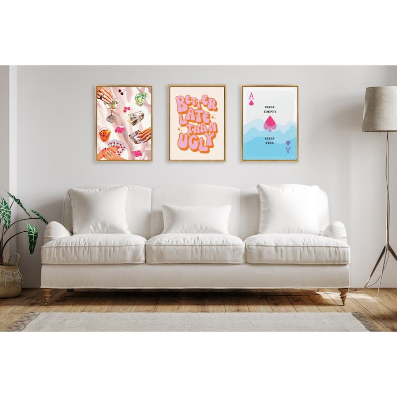 Kate and Laurel Sylvie Half Full Framed Canvas by Honey Island Studio