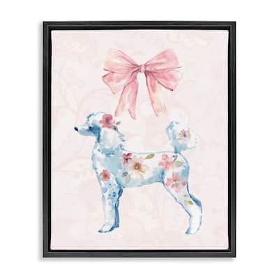 Stupell Pastel Floral Dog Framed Floater Canvas Wall Art Design By Carol Robinson