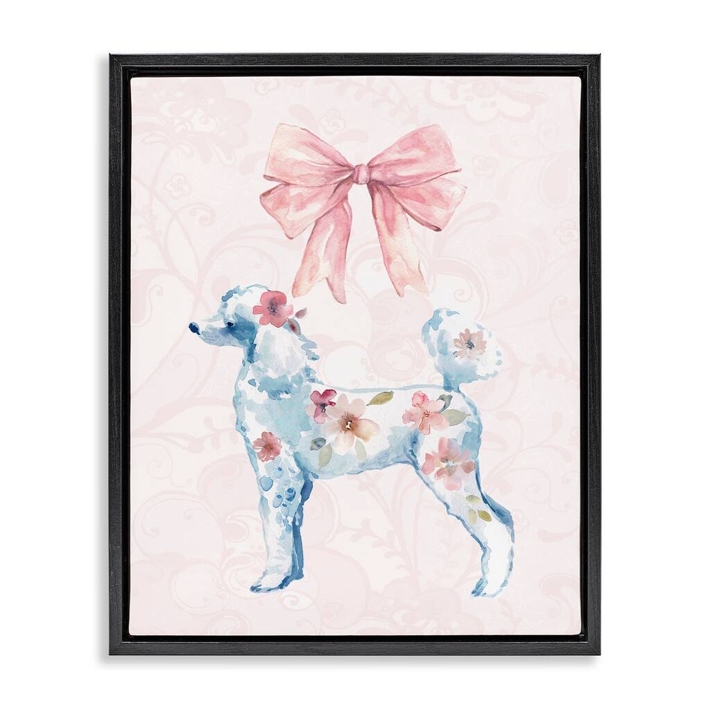 Stupell Pastel Floral Dog Framed Floater Canvas Wall Art Design By Carol Robinson
