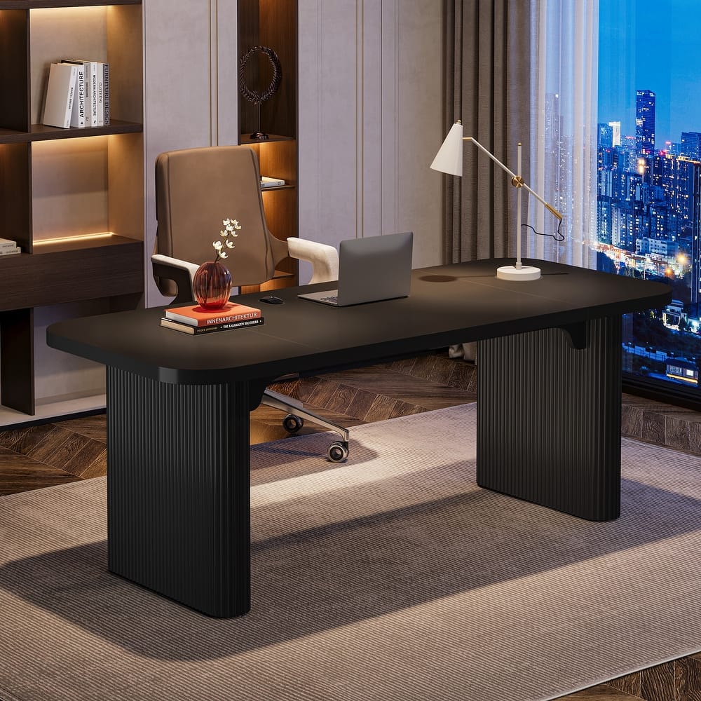 Large Wood Executive Desk, Modern Computer Desk, Home Office Workstation Boss Desk