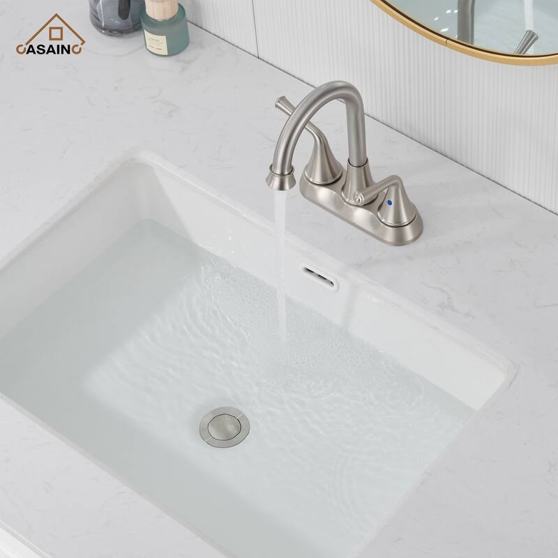 4 in. Centerset Double Handle Bathroom Faucet with Drain Kit Included