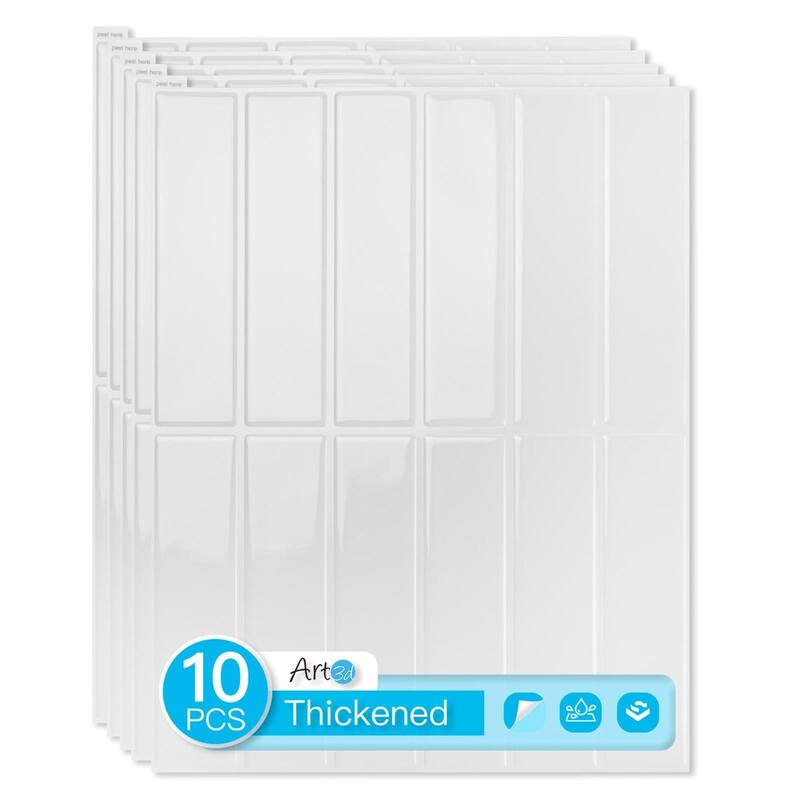 Art3d 10 Pieces Self-adhesive Thickened Backsplash Subway Tiles Marble Design - 9inch x 11.4inch - White