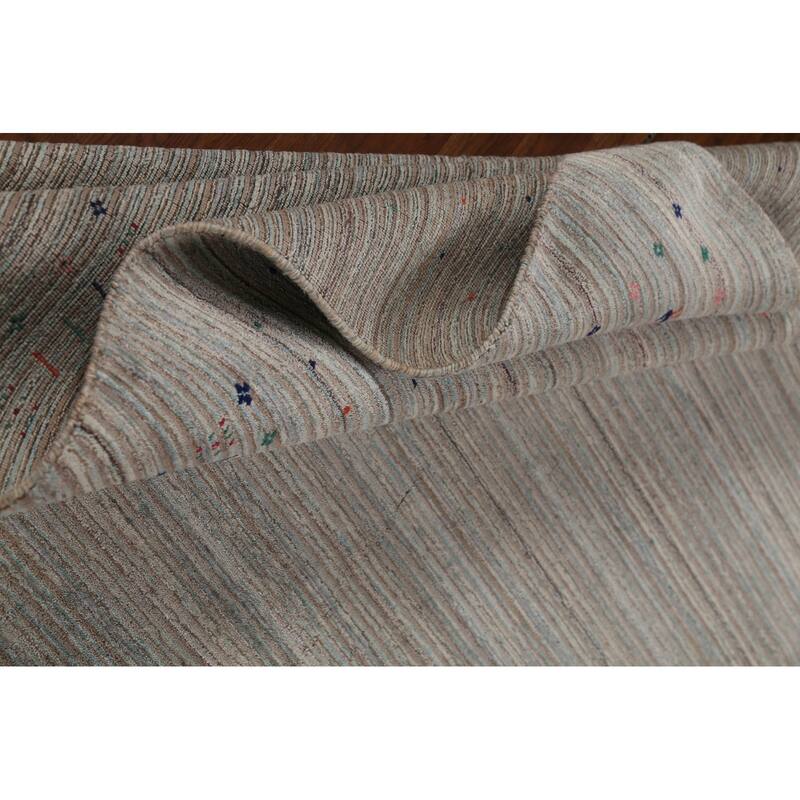 Striped Gabbeh Indian Area Rug Handmade Tribal Wool Carpet - 9'0"x 11'6"