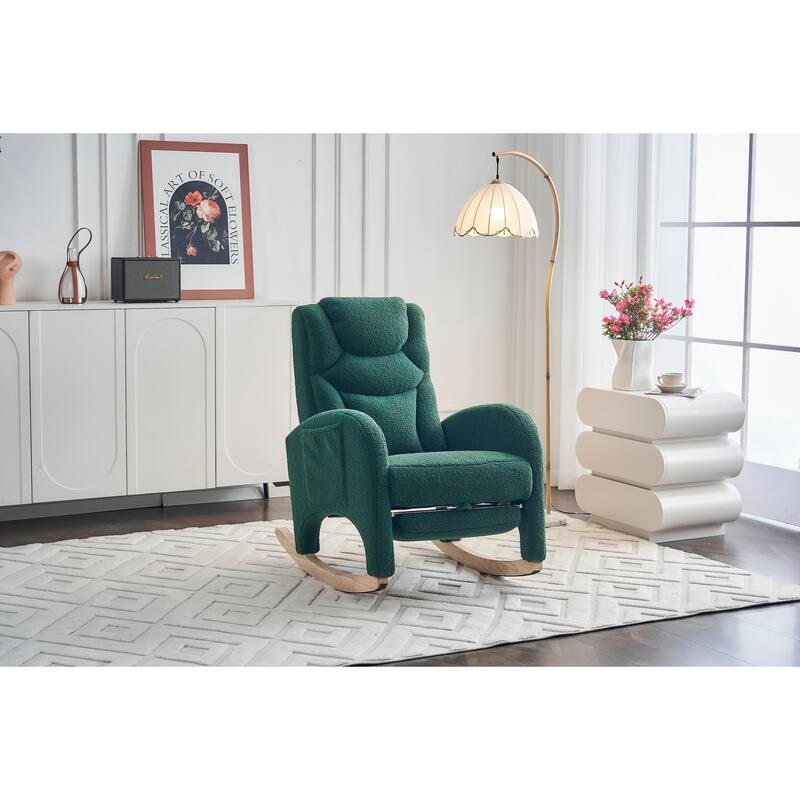 Fabric Upholstered Nursery Rocking Chair with Adjustable Footrest