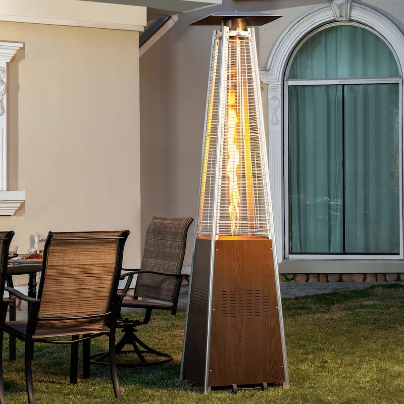 Outdoor 48,000 BTU Pyramid Propane Gas Patio Heater with Wheels