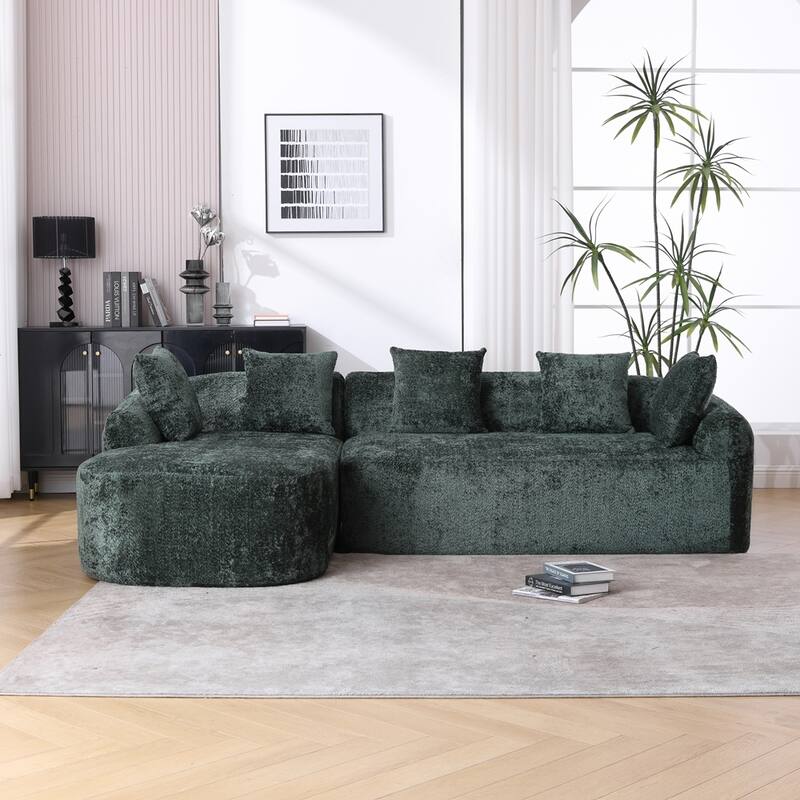 Living Room Oversized Comfy Boucle Sofa - Green