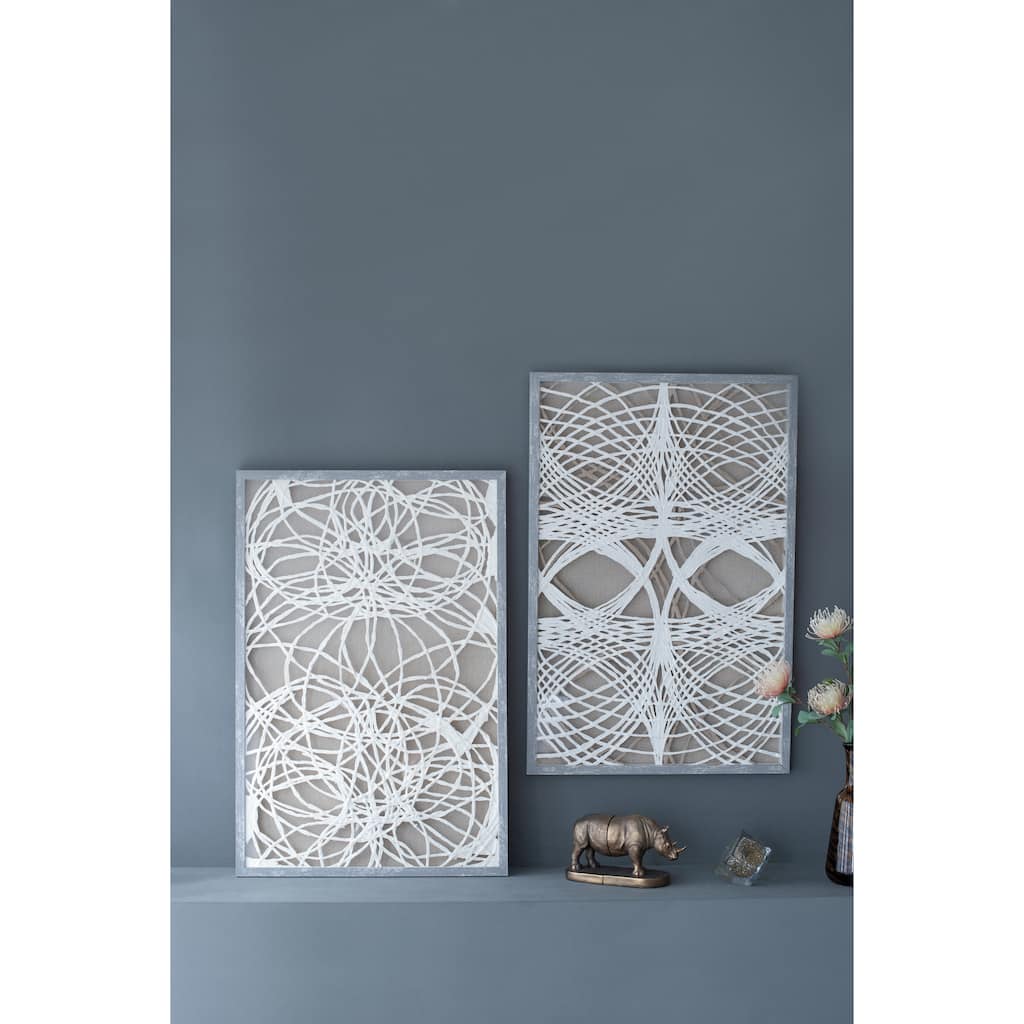 S/2 Leaf Shadow Box Wall Décor, 23.5x1x35.5" - White