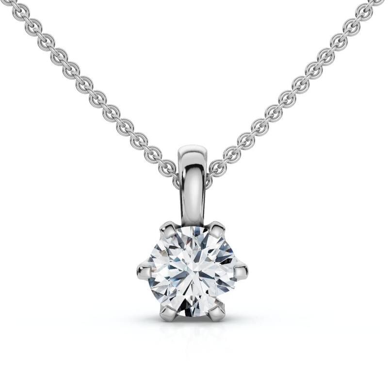 Bliss Diamond 1/4Ct Round Solitaire Brilliant Cut Lab Grown Diamond Pendant 18" Necklace EF/VS