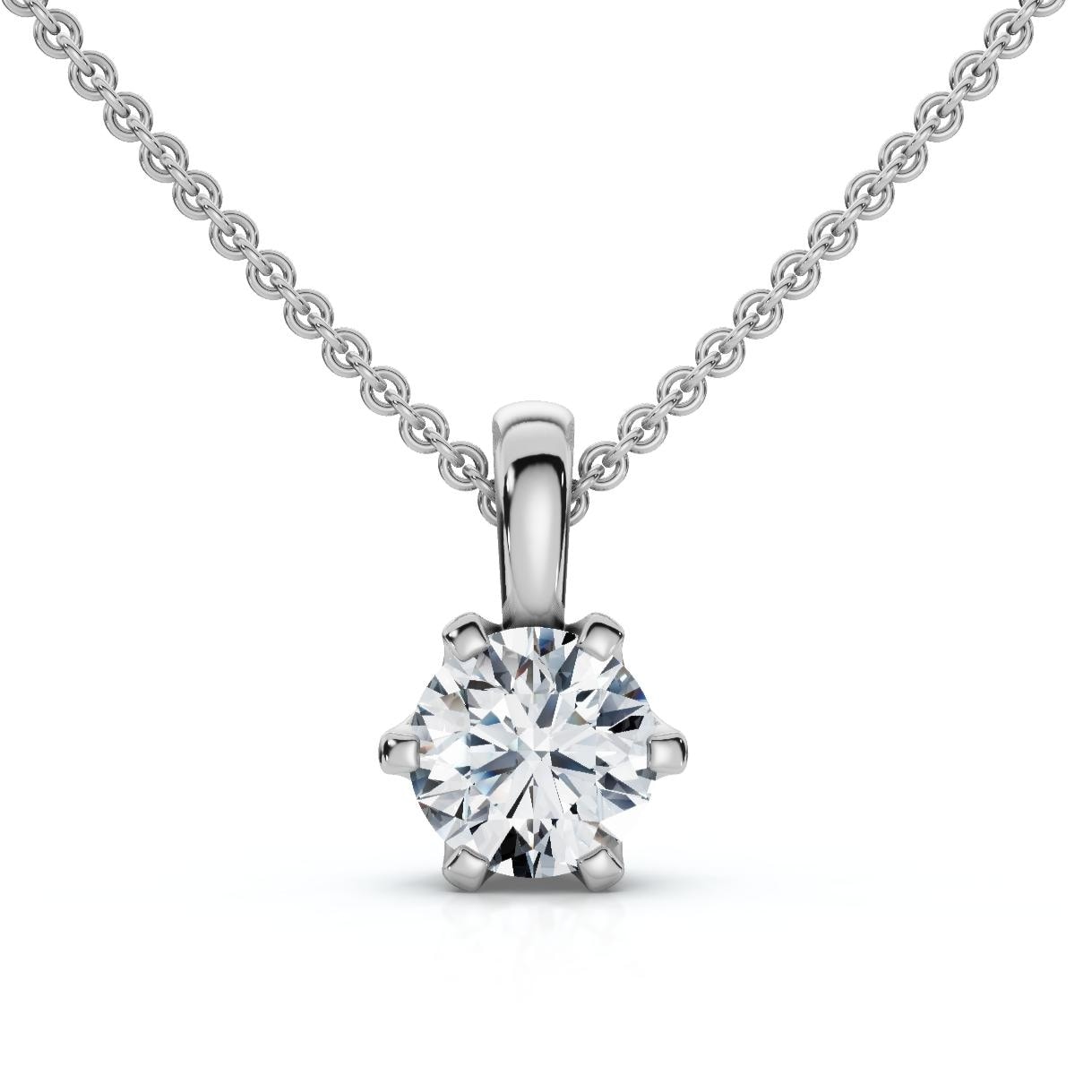 Bliss Diamond 1/4Ct Round Solitaire Brilliant Cut Lab Grown Diamond Pendant 18" Necklace