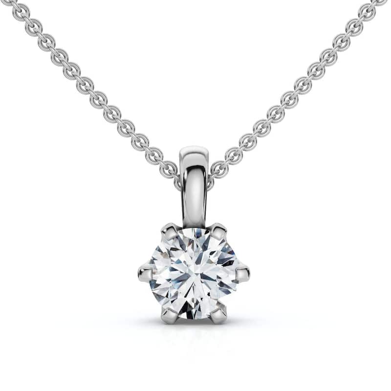 Bliss Diamond 1/4Ct Round Solitaire Brilliant Cut Lab Grown Diamond Pendant 18" Necklace - White