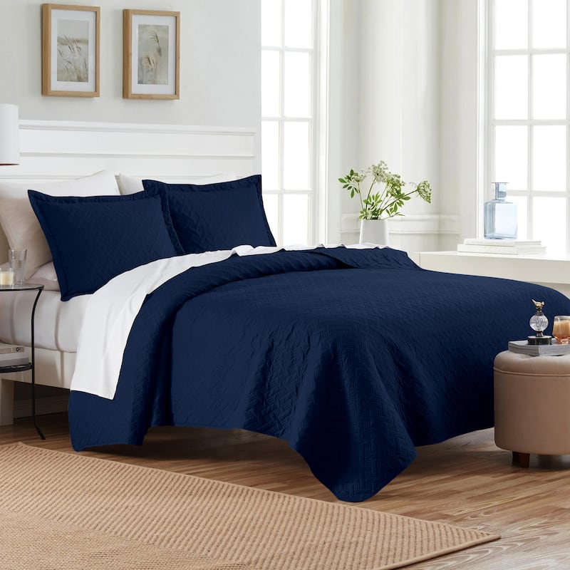 Dan River 2 Piece Basket Pinsonic Quilt Set - Navy - Twin